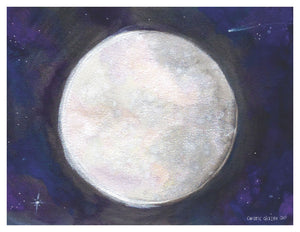 watercolor painting of a full moon in Cancer art print