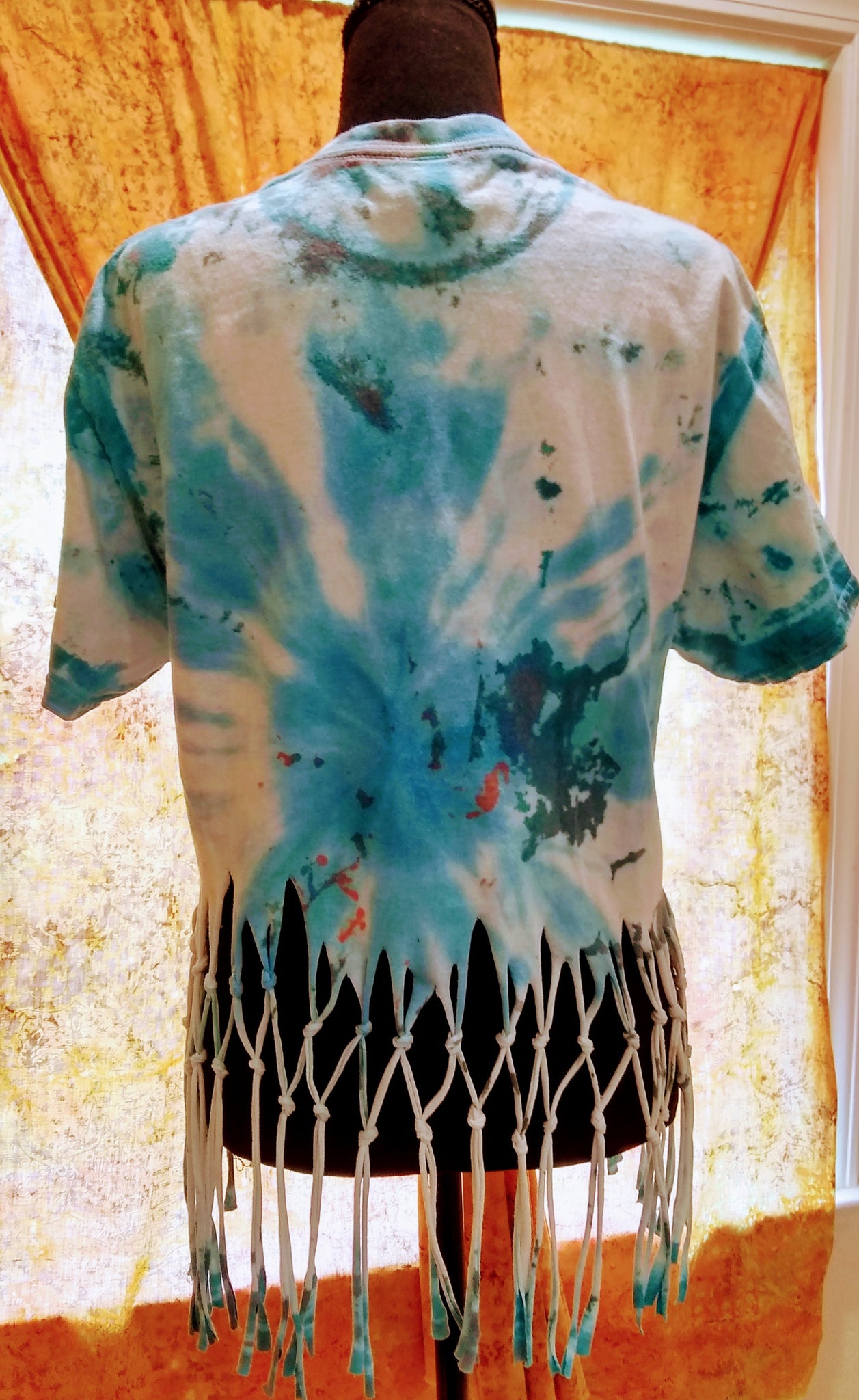 Tie Dye Knotted Tee ~ Upcycled Custom Cut & Braided Women's T-Shirt
