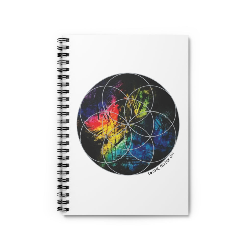 Labradorite Seed of Life Spiral Notebook - Ruled Line