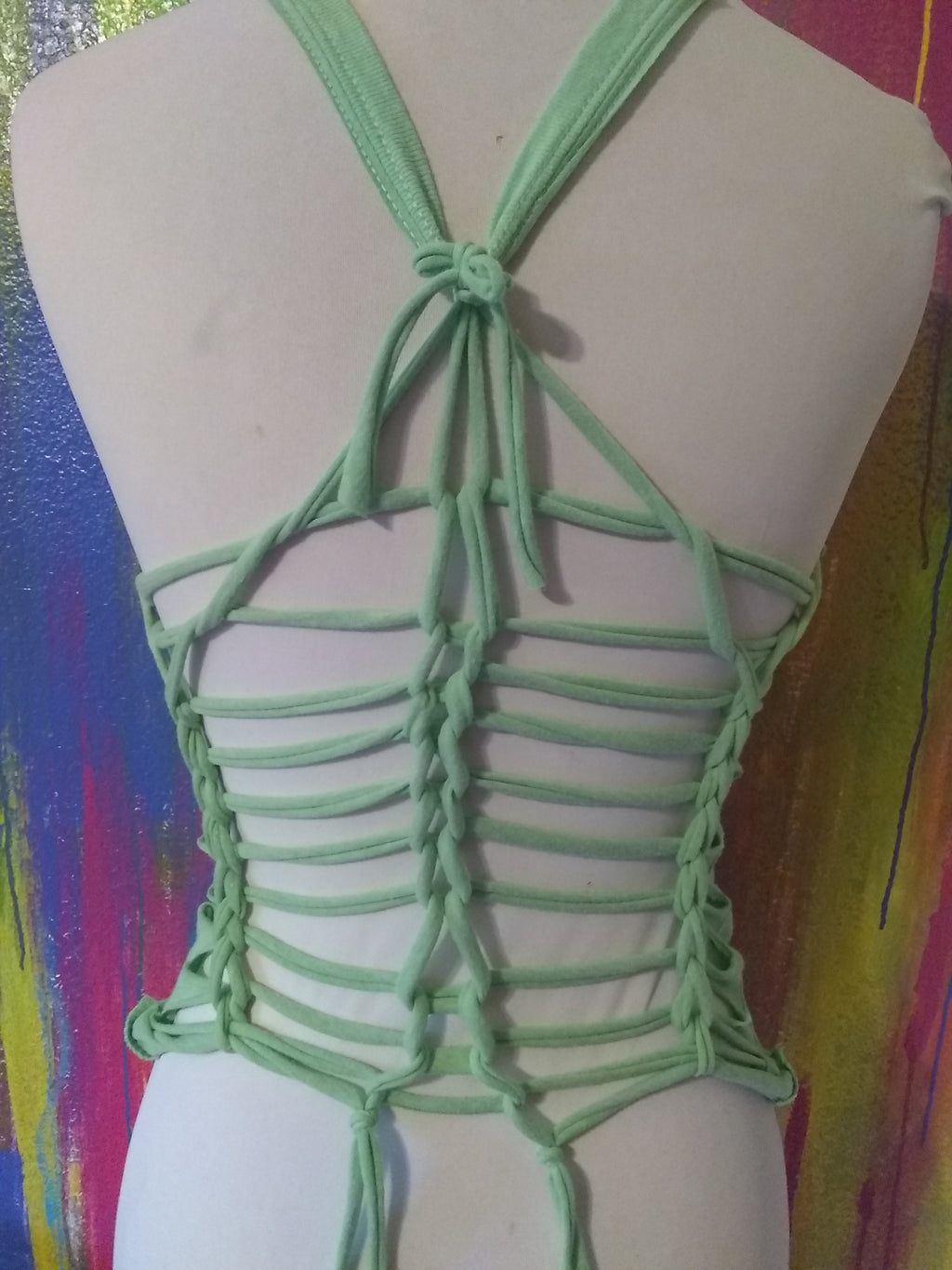 Upcycled Patron Tequila Lime Green Custom Cut Braided Women's Tank