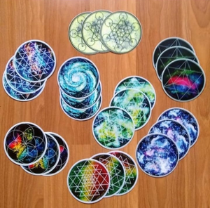 sacred geometry seed of life spiral galaxy sticker