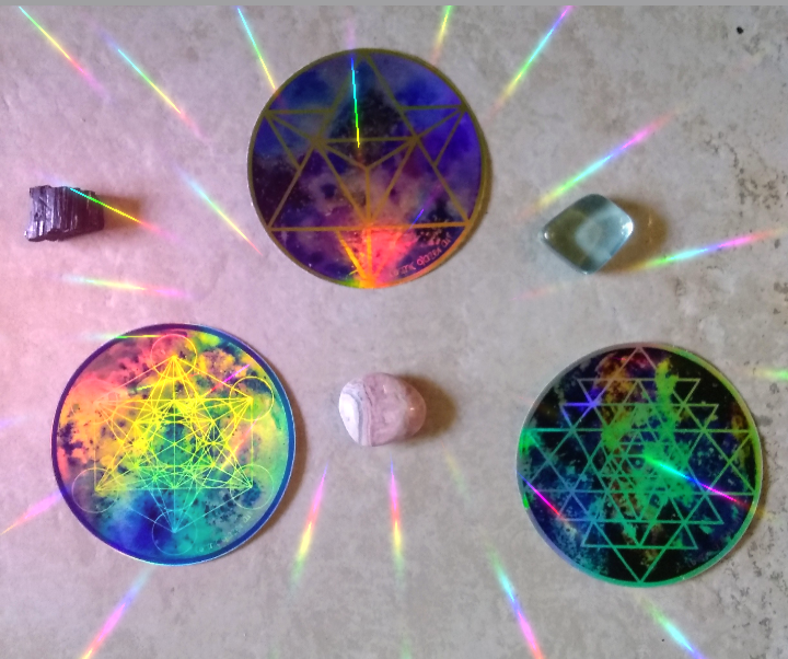 Rainbow Holographic sticker sacred geometry