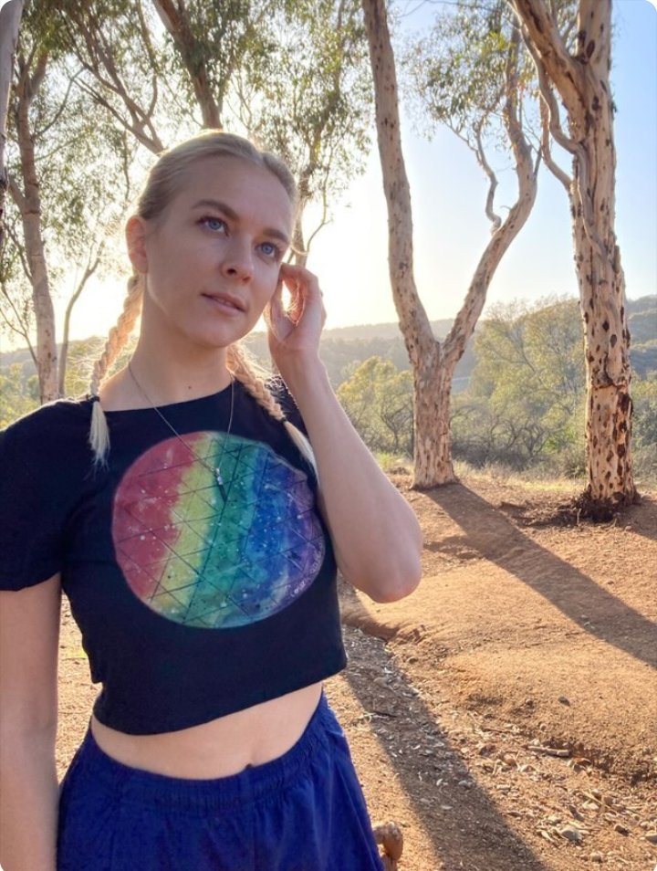 Sacred Geometry Rainbow Prism art cosmic crop top