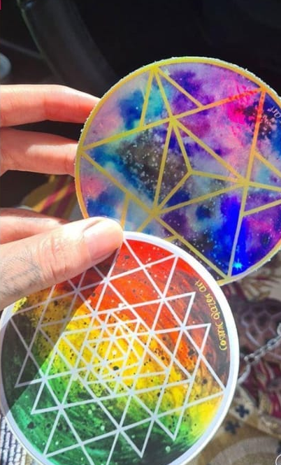 Rainbow Holographic merkabah celestial sticker