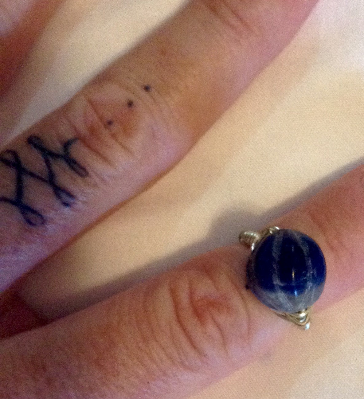 Wire Wrapped Ring Sodalite w/Silver Wire
