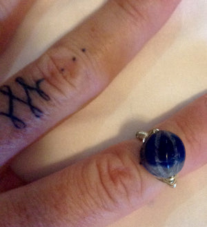 Wire Wrapped Ring Sodalite w/Silver Wire