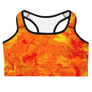 psychedelic paint pour Fire cosmic sports bra