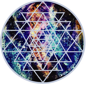 Geode Galaxy Sri Yantra sticker sacred geometry sunproof waterproof watercolor art