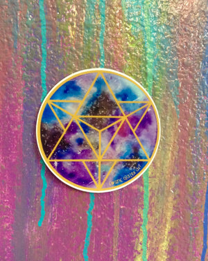 Sacred Geometry Cosmic sticker - Celestial Merkabah (GOLD)