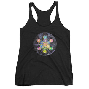 Rainbow Metatron womens racerback tank high vibe cosmic sacred geometry clothing wearable art