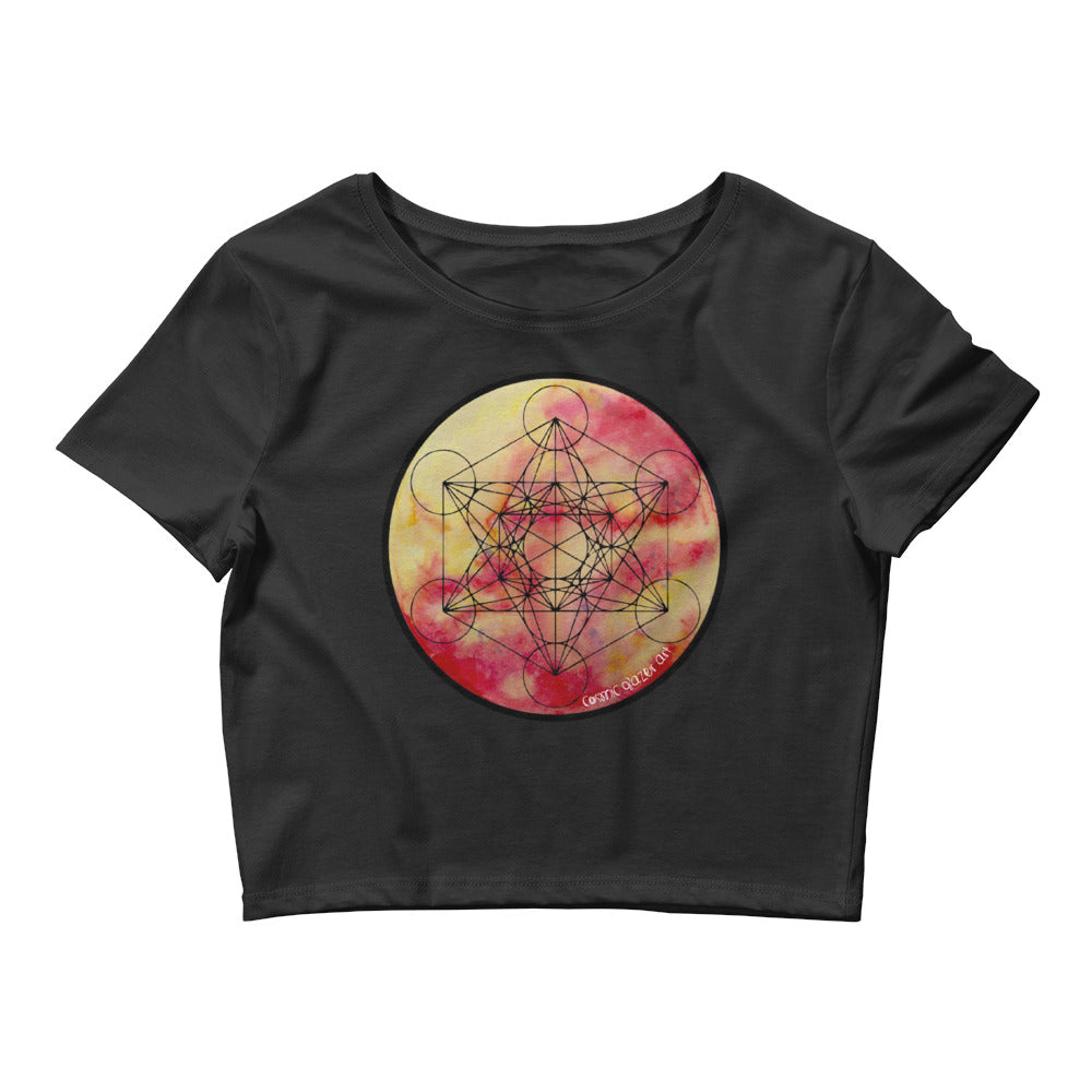 Sacred Geometry Metatron crop top sun solar space art cosmic t-shirt