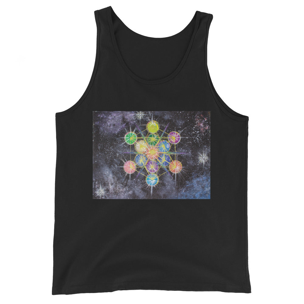 Rainbow Metatron mens tank unisex tank cosmic sacred geometry  wearable art