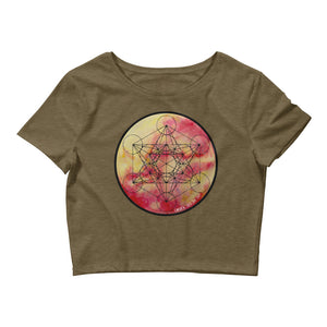 Sacred Geometry Metatron crop top sun solar space art cosmic t-shirt