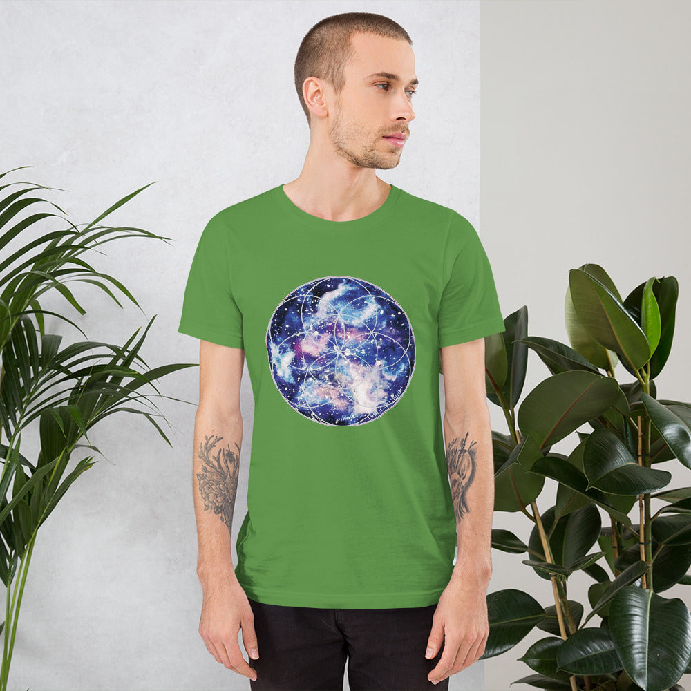 Sacred Geometry shirt Seed of Life nebula cosmic clothing
