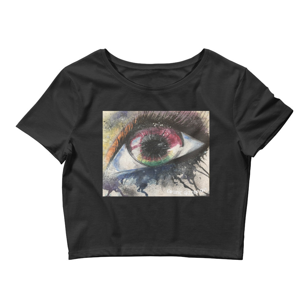 Sacred Geometry Watercolor Eye crop top cosmic t-shirt