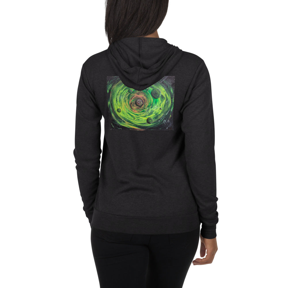 Neon Planet Spiral Unisex zip hoodie