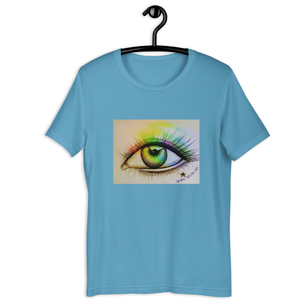 Trippy Eye art Shirt rainbow prism sketch drawing 