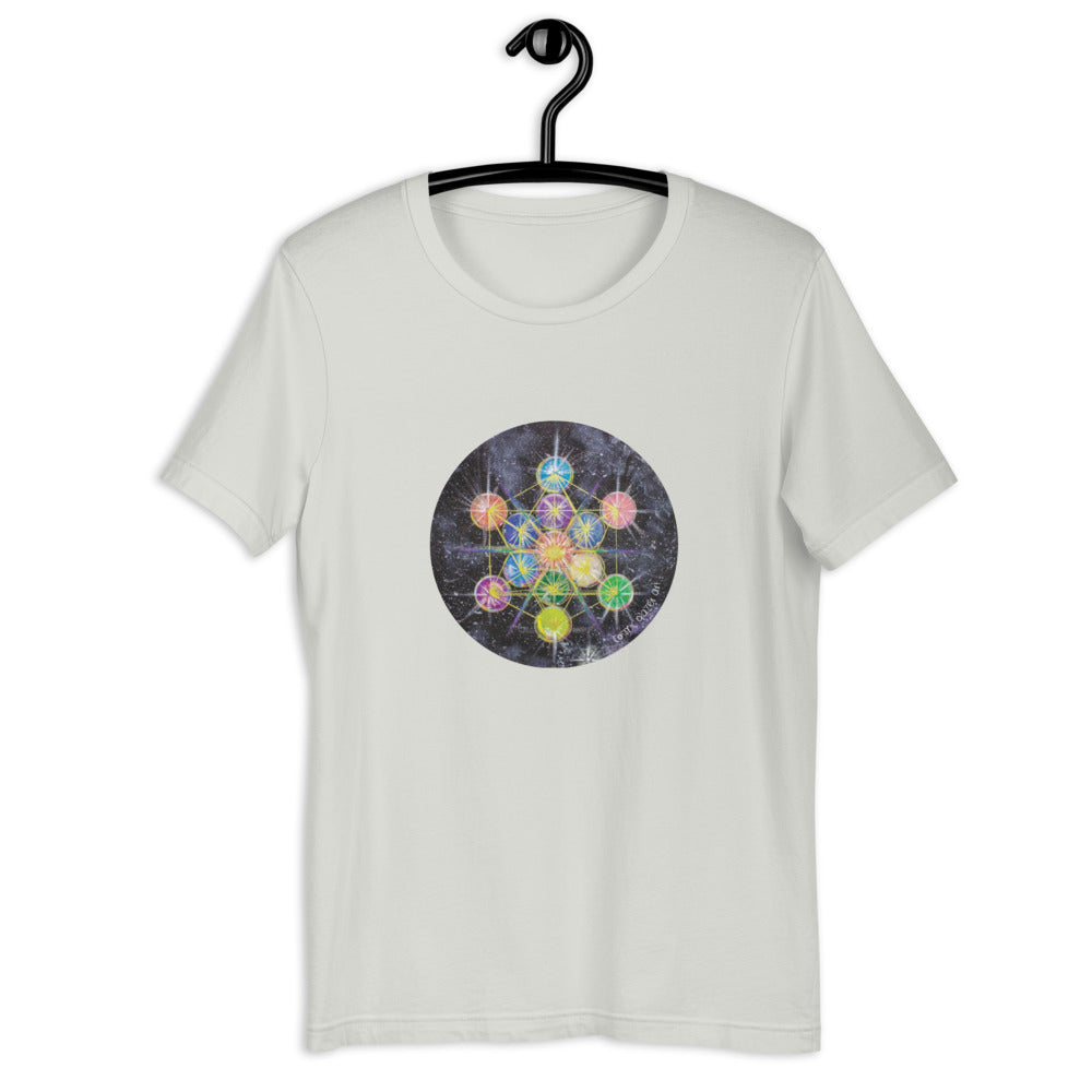 Rainbow Metatron Tee Shirt Sacred Geometry Cosmic 
